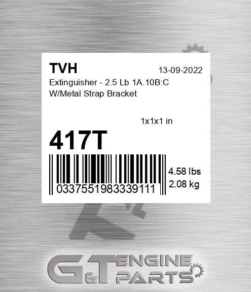 417T Extinguisher - 2.5 Lb 1A.10B:C W/Metal Strap Bracket