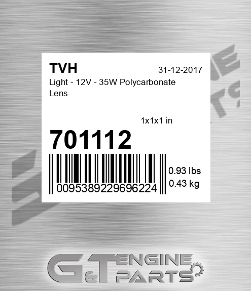 701112 Light - 12V - 35W Polycarbonate Lens