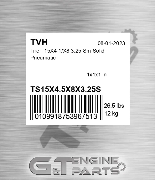 TS15X4.5X8X3.25S Tire - 15X4 1/X8 3.25 Sm Solid Pneumatic
