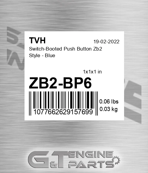 ZB2-BP6 Switch-Booted Push Button Zb2 Style - Blue