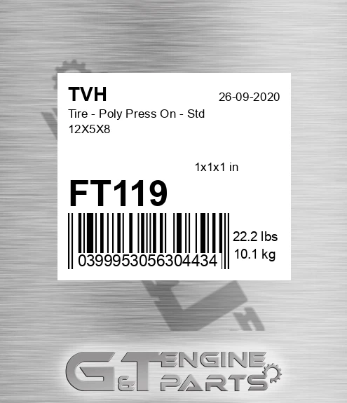 FT119 Tire - Poly Press On - Std 12X5X8
