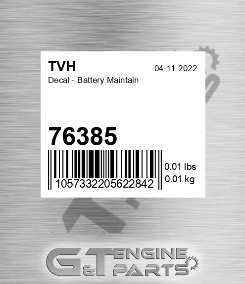 76385 Decal - Battery Maintain