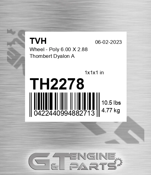 TH2278 Wheel - Poly 6.00 X 2.88 Thombert Dyalon A