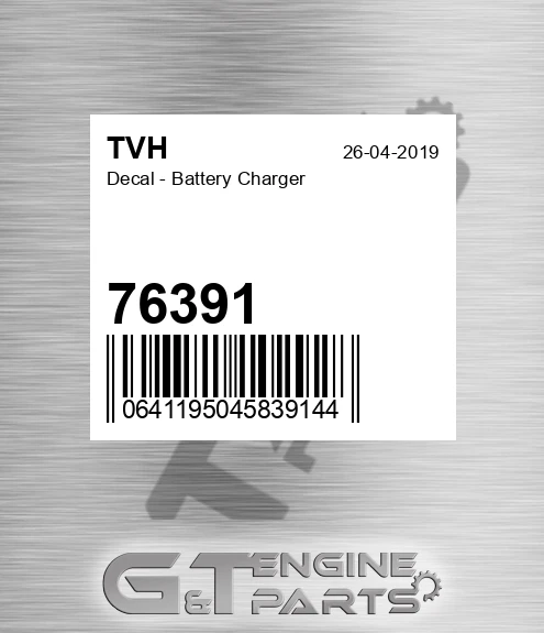 76391 Decal - Battery Charger