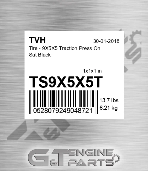 TS9X5X5T Tire - 9X5X5 Traction Press On Sat Black