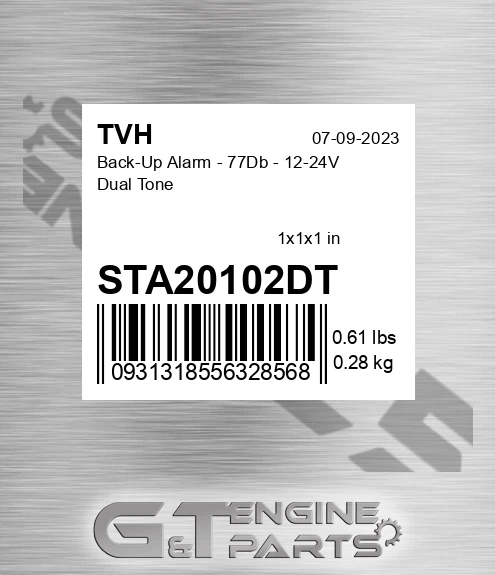 STA20102DT Back-Up Alarm - 77Db - 12-24V Dual Tone