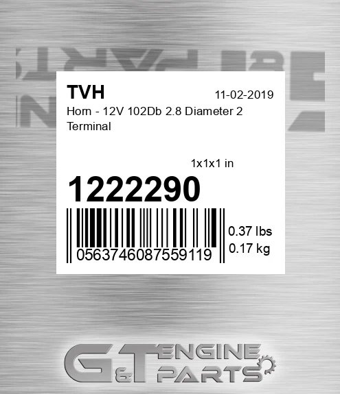 1222290 Horn - 12V 102Db 2.8 Diameter 2 Terminal