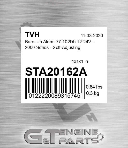STA20162A Back-Up Alarm 77-102Db 12-24V - 2000 Series - Self-Adjusting