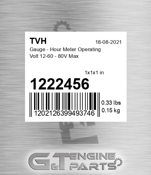 1222456 Gauge - Hour Meter Operating Volt 12-60 - 80V Max