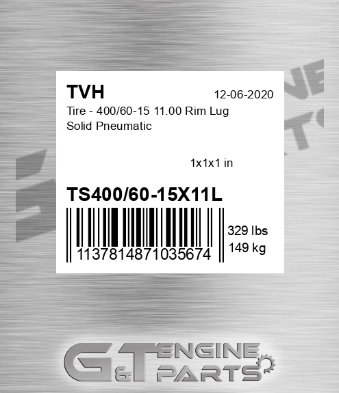 TS400/60-15X11L Tire - 400/60-15 11.00 Rim Lug Solid Pneumatic