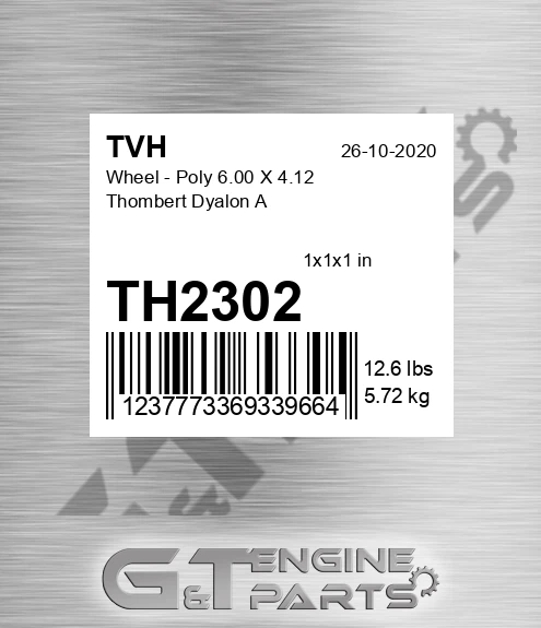 TH2302 Wheel - Poly 6.00 X 4.12 Thombert Dyalon A