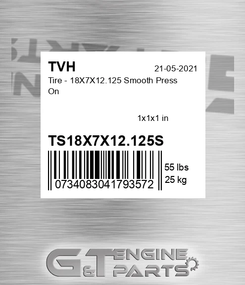 TS18X7X12.125S Tire - 18X7X12.125 Smooth Press On
