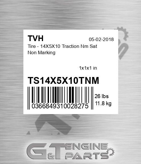 TS14X5X10TNM Tire - 14X5X10 Traction Nm Sat Non Marking