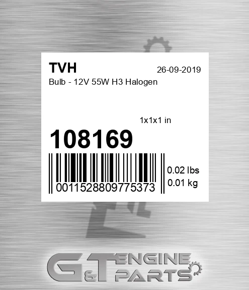 108169 Bulb - 12V 55W H3 Halogen