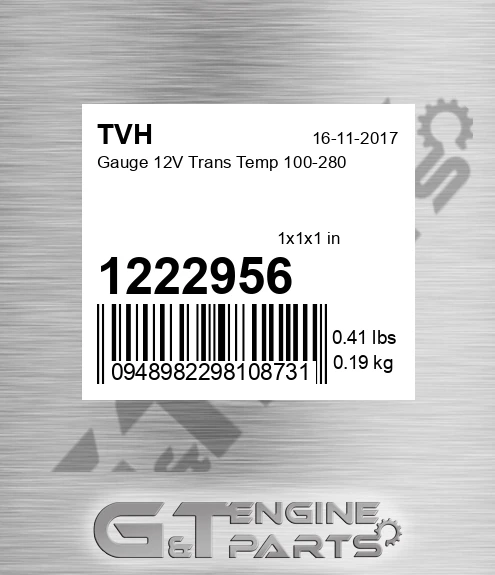1222956 Gauge 12V Trans Temp 100-280