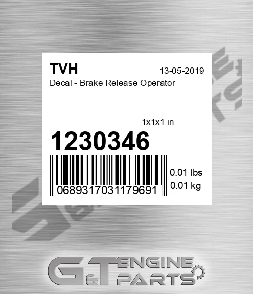 1230346 Decal - Brake Release Operator
