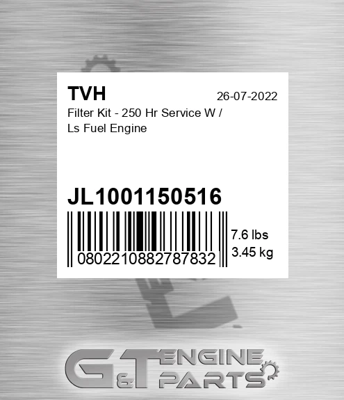 JL1001150516 Filter Kit - 250 Hr Service W / Ls Fuel Engine