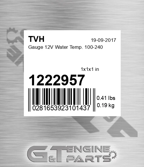 1222957 Gauge 12V Water Temp. 100-240
