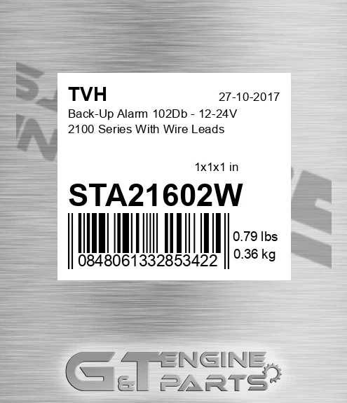 STA21602W Back-Up Alarm 102Db - 12-24V 2100 Series With Wire Leads