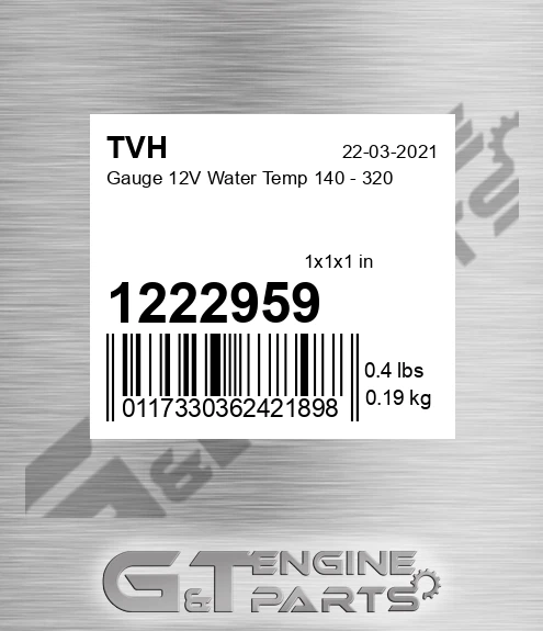 1222959 Gauge 12V Water Temp 140 - 320