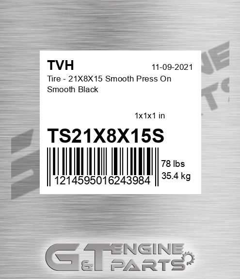 TS21X8X15S Tire - 21X8X15 Smooth Press On Smooth Black