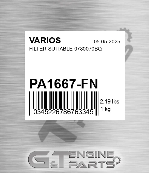 PA1667-FN Filter Suitable 0780070bq for VARIOS