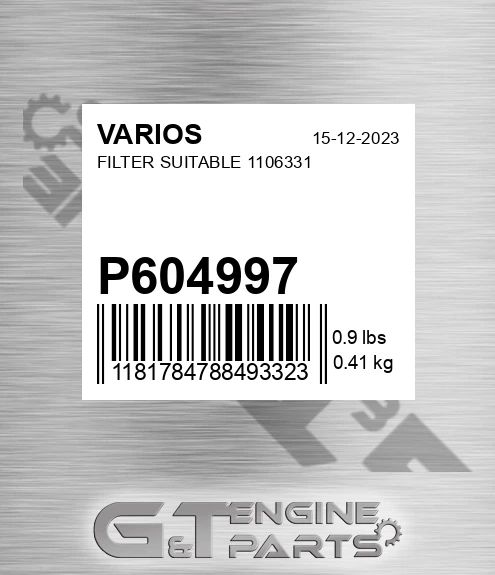 P604997 Filter Suitable 1106331
