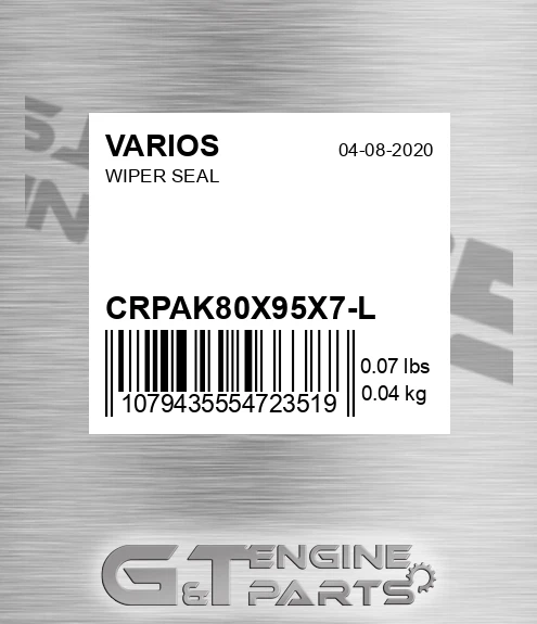 CRPAK80X95X7-L Wiper Seal for VARIOS