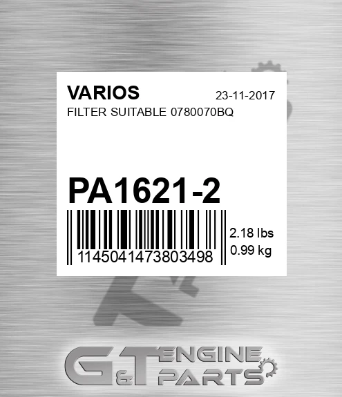 PA1621-2 Filter Suitable 0780070bq