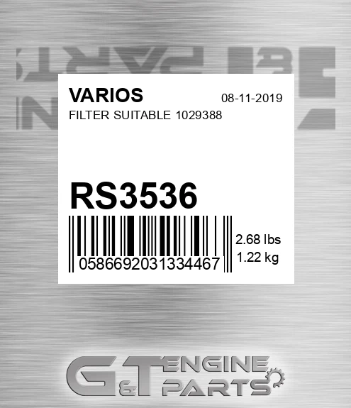 RS3536 Filter Suitable 1029388