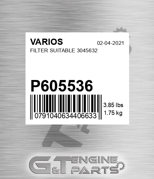 P605536 Filter Suitable 3045632
