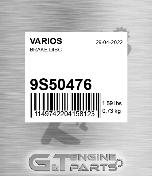 9S50476 Brake Disc for VARIOS