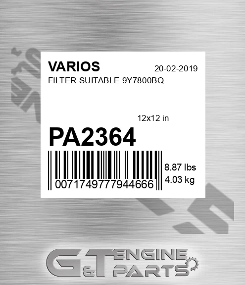 PA2364 Filter Suitable 9y7800bq