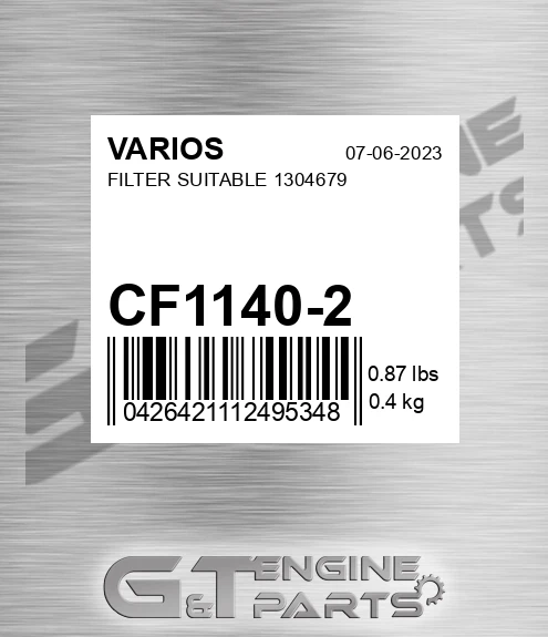 CF1140/2 Filter Suitable 1304679