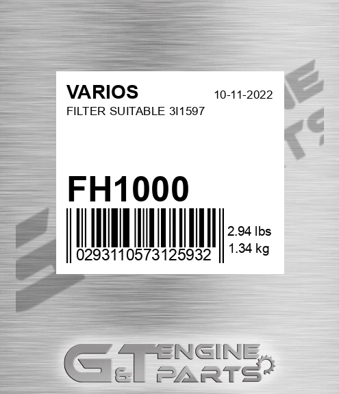 FH1000 Filter Suitable 3i1597 for VARIOS