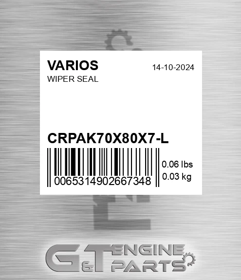 CRPAK70X80X7-L Wiper Seal