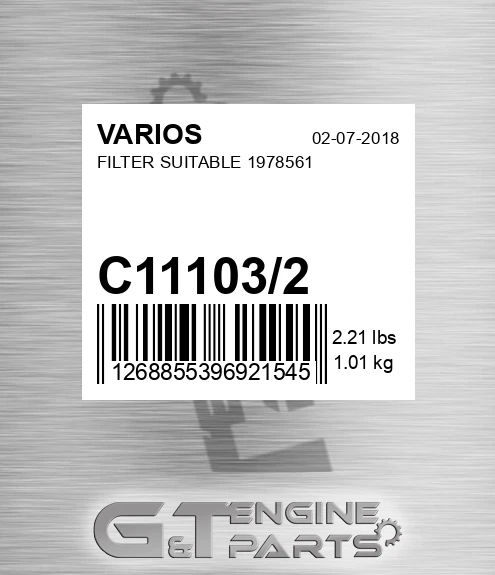 C11103/2 Filter Suitable 1978561
