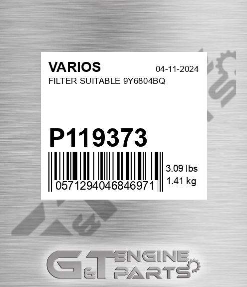 P119373 Filter Suitable 9y6804bq