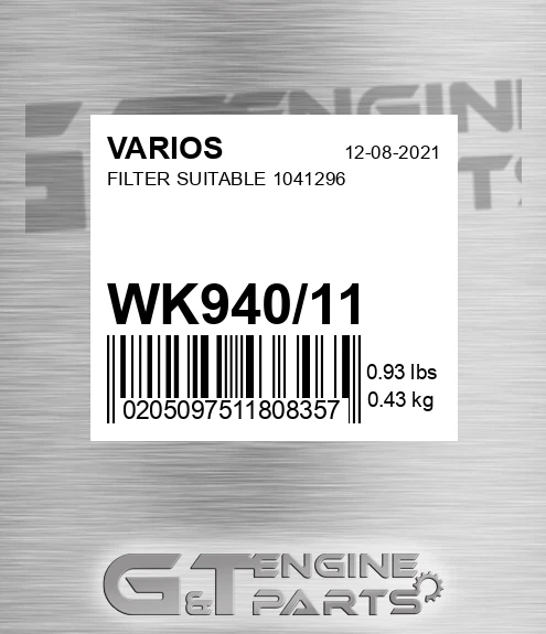 WK940/11 Filter Suitable 1041296