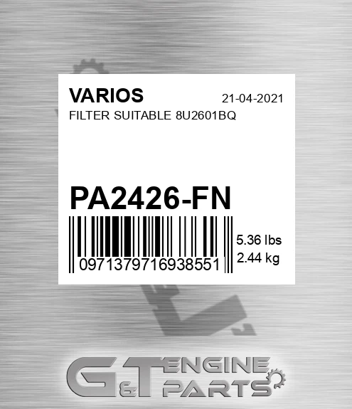 PA2426-FN Filter Suitable 8u2601bq
