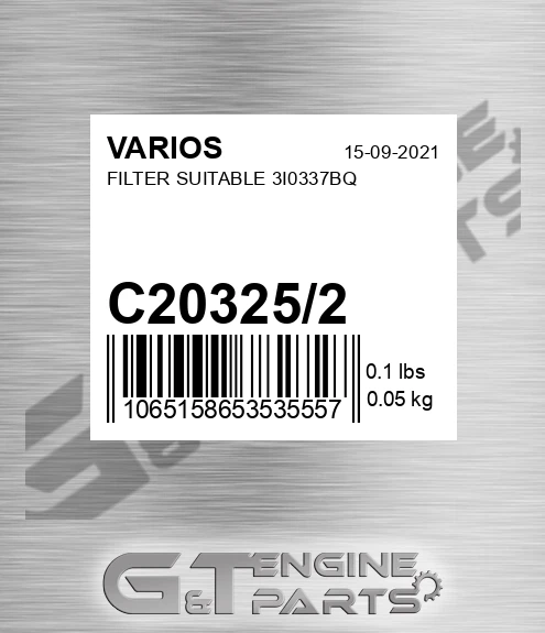 C20325/2 Filter Suitable 3i0337bq