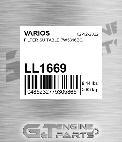 LL1669 Filter Suitable 7w5316bq