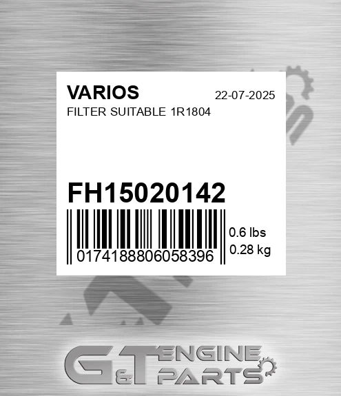 FH15.02.0142 Filter Suitable 1r1804 for VARIOS