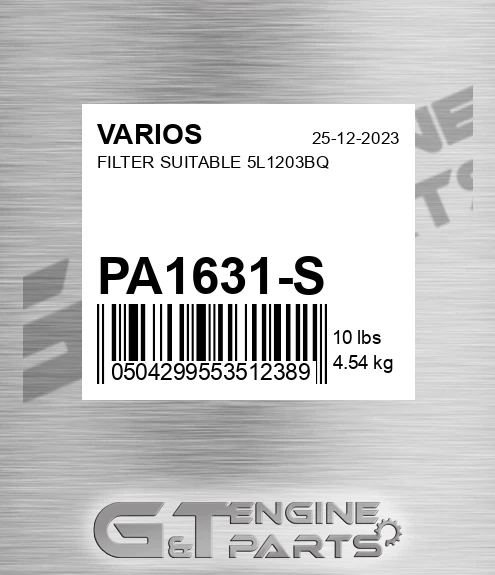 PA1631-S Filter Suitable 5l1203bq