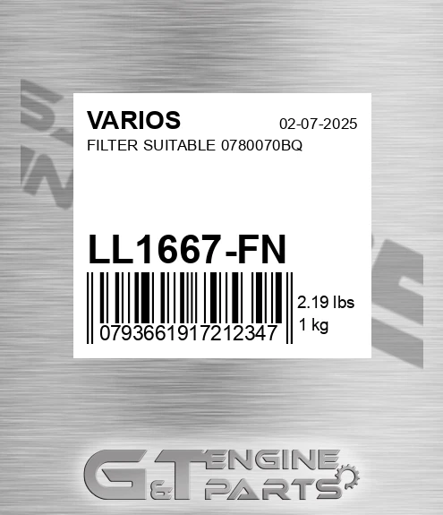 LL1667-FN Filter Suitable 0780070bq