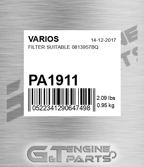 PA1911 Filter Suitable 0813957bq