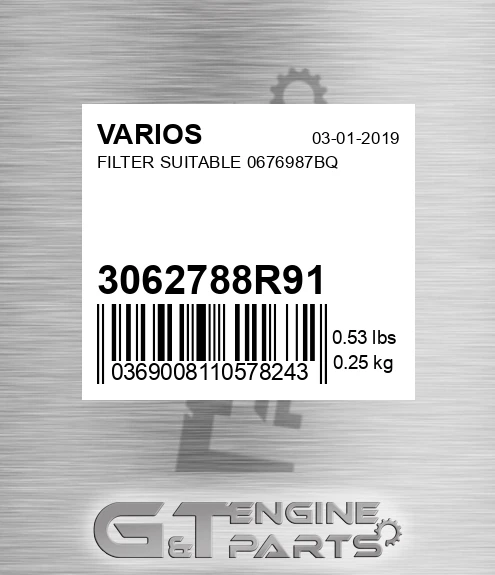 3062788R91 Filter Suitable 0676987bq for VARIOS