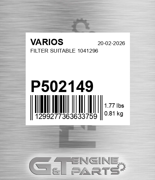 P502149 Filter Suitable 1041296