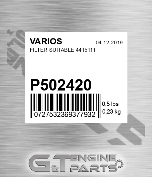 P502420 Filter Suitable 4415111