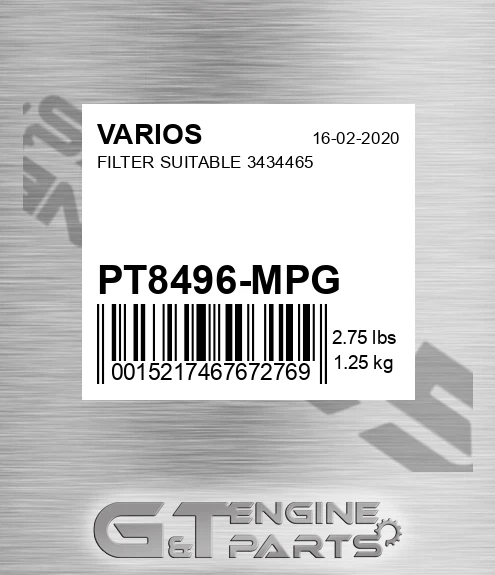 PT8496-MPG Filter Suitable 3434465 for VARIOS